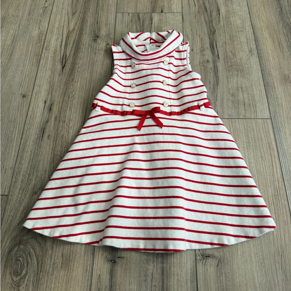 Janie and Jack Red and White Striped Sleeveless Knit Dress Size 3T